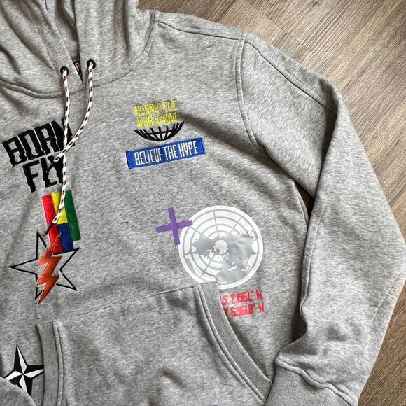 NWOT Born Fly Heather Autobahn Hoodie Pullover Mens Size Small Gray - Picture 3 of 9